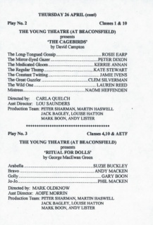 Cast lists from Chalfont St Peter Arts Festival drama programme Select this image to see a larger version. 